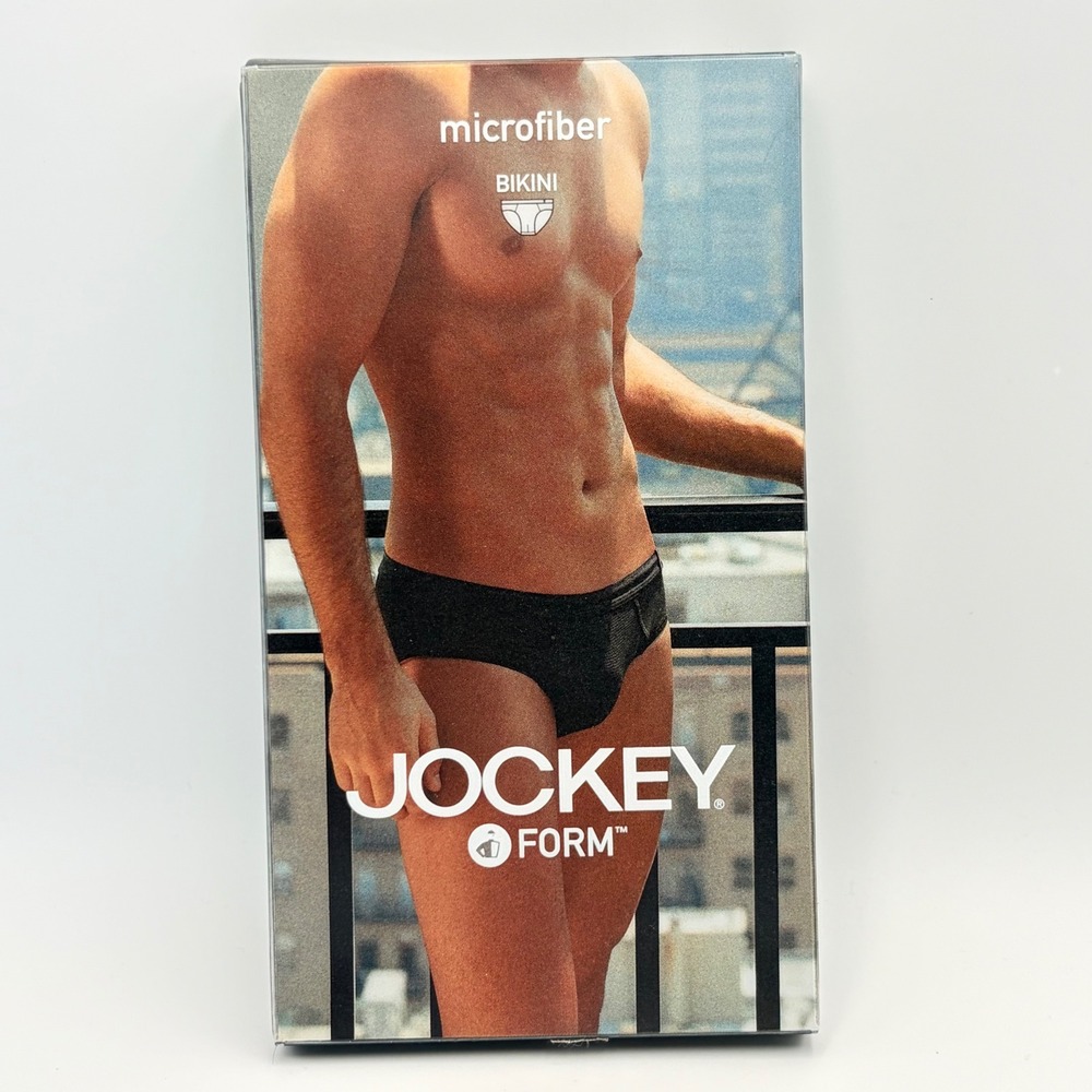 Vintage 2003 Jockey Form Mens Microfiber Bikini Briefs Black XL Deadstock